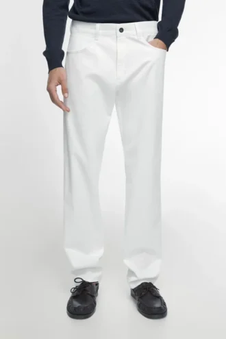 Pantalones de efecto denim de corte ajustado