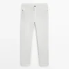 Pantalones de efecto denim de corte ajustado Pantalones de efecto denim de corte ajustado
