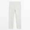 Pantalones de efecto denim de corte ajustado Pantalones de efecto denim de corte ajustado