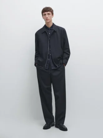 Pantalones de lana con textura fresca