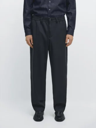 Pantalones de lana con textura fresca