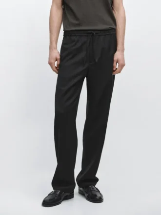 Pantalones de lana de corte holgado