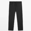 Pantalones de lana de corte holgado Pantalones de lana de corte holgado