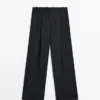 Pantalones de lana extrafina plisados Pantalones de lana extrafina plisados