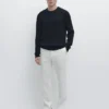 Pantalones de lino de corte cónico Pantalones de lino de corte cónico