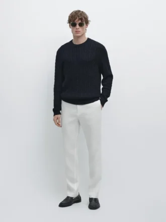 Pantalones de lino de corte cónico