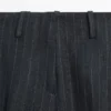 Pantalones de lino de pierna ancha con rayas finas Pantalones de lino de pierna ancha con rayas finas