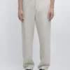 Pantalones de lino ligeros con detalle en espiga Pantalones de lino ligeros con detalle en espiga