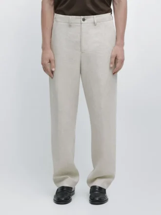 Pantalones de lino ligeros con detalle en espiga
