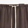 Pantalones de mezcla de lana con cordón de contraste Pantalones de mezcla de lana con cordón de contraste