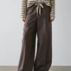 Pantalones de mezcla de lana con cordón de contraste Pantalones de mezcla de lana con cordón de contraste
