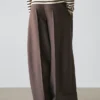Pantalones de mezcla de lana con cordón de contraste Pantalones de mezcla de lana con cordón de contraste