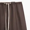 Pantalones de mezcla de lana con cordón de contraste Pantalones de mezcla de lana con cordón de contraste