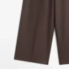 Pantalones de mezcla de lana con cordón de contraste Pantalones de mezcla de lana con cordón de contraste