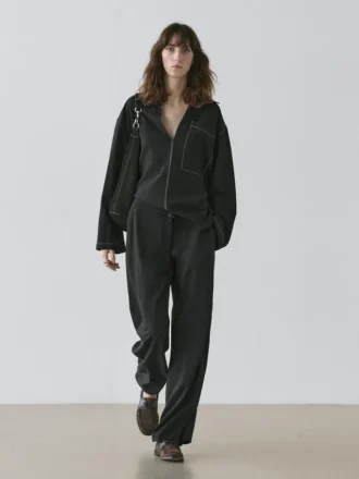 Pantalones de mezcla de lana con detalle de costura