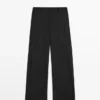 Pantalones de mezcla de lana con detalle de costura Pantalones de mezcla de lana con detalle de costura