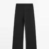 Pantalones de mezcla de lana con detalle de costura Pantalones de mezcla de lana con detalle de costura