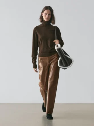 Pantalones de piel napa brillante
