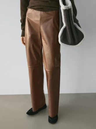 Pantalones de piel napa brillante