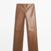 Pantalones de piel napa brillante Pantalones de piel napa brillante