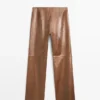 Pantalones de piel napa brillante Pantalones de piel napa brillante