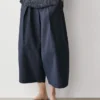 Pantalones de pierna ancha de mezcla de algodón Pantalones de pierna ancha de mezcla de algodón