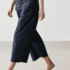 Pantalones de pierna ancha de mezcla de algodón Pantalones de pierna ancha de mezcla de algodón