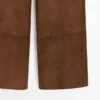 Pantalones de pierna ancha de piel de ante con bolsillos Pantalones de pierna ancha de piel de ante con bolsillos