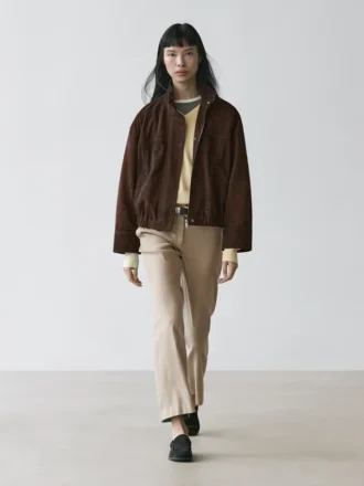 Pantalones de pierna recta de mezcla de lino