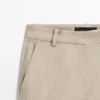 Pantalones de pierna recta de mezcla de lino Pantalones de pierna recta de mezcla de lino