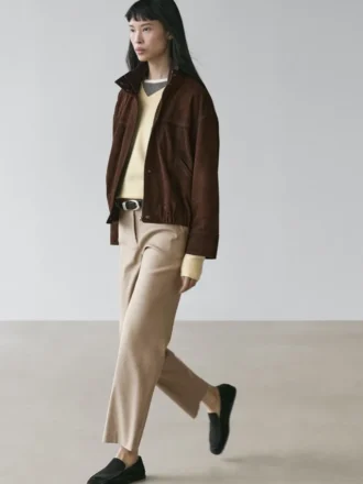 Pantalones de pierna recta de mezcla de lino