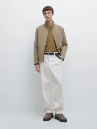 Pantalones de sarga de algodón con cintura elástica