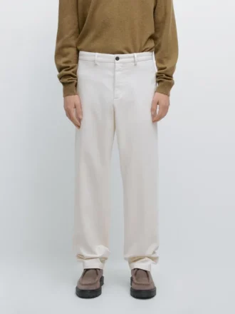 Pantalones de sarga de algodón con cintura elástica