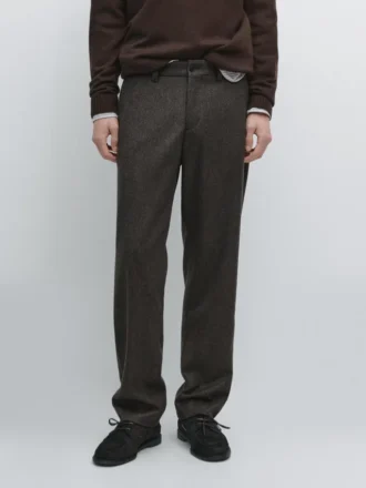 Pantalones de sarga de mezcla de lana