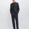 Pantalones de traje a cuadros de mezcla de lana fresca Pantalones de traje a cuadros de mezcla de lana fresca