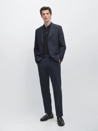 Pantalones de traje a cuadros de mezcla de lana fresca