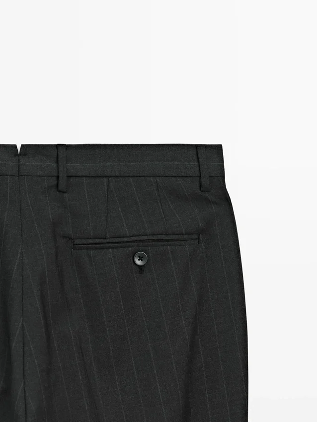Pantalones de traje de lana fresca a rayas Pantalones de traje de lana fresca a rayas