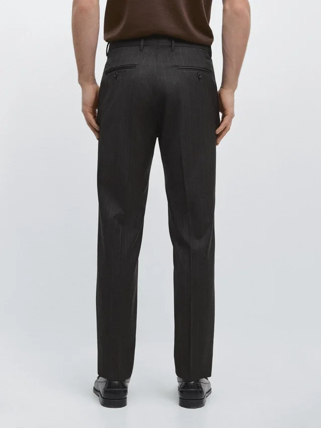 Pantalones de traje de lana fresca a rayas Pantalones de traje de lana fresca a rayas