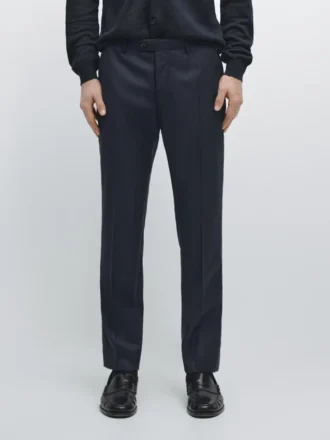 Pantalones de traje de lana fresca a rayas