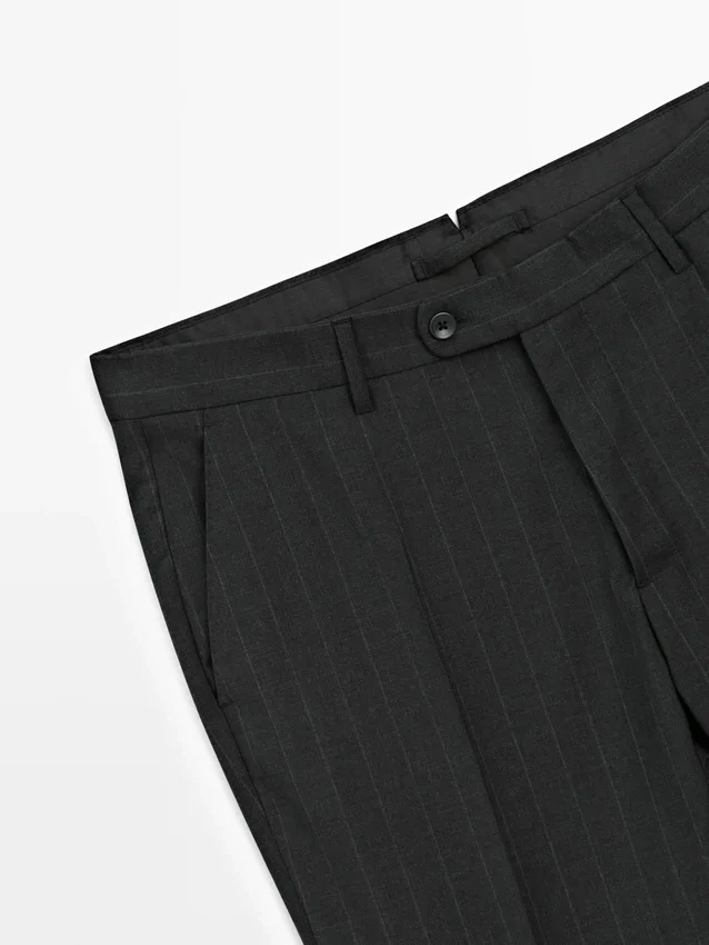 Pantalones de traje de lana fresca a rayas Pantalones de traje de lana fresca a rayas