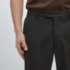 Pantalones de traje de lana fresca a rayas Pantalones de traje de lana fresca a rayas