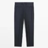 Pantalones de traje de lana fresca a rayas Pantalones de traje de lana fresca a rayas