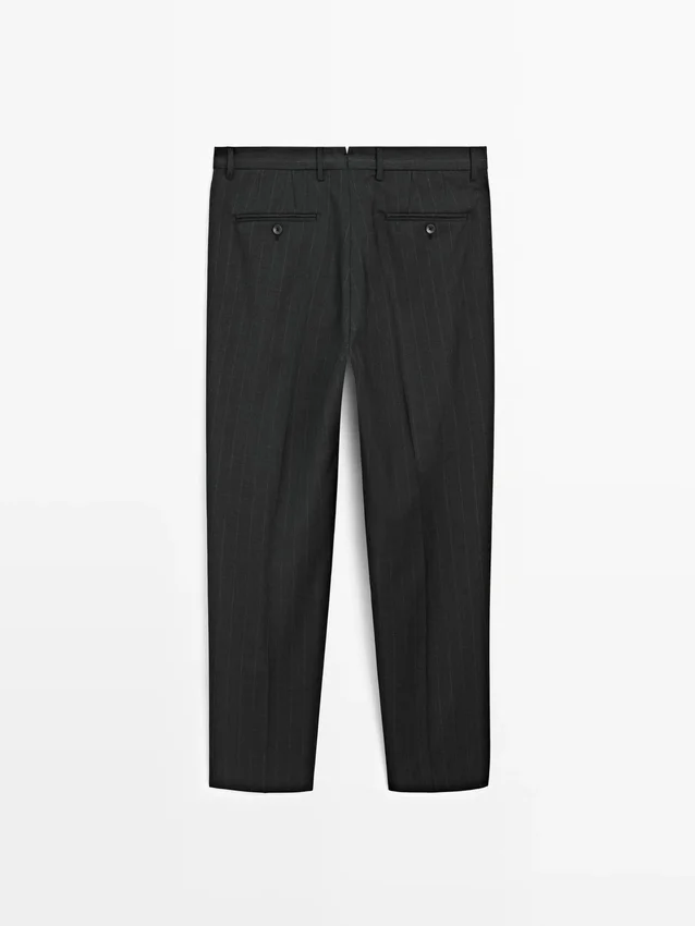 Pantalones de traje de lana fresca a rayas Pantalones de traje de lana fresca a rayas
