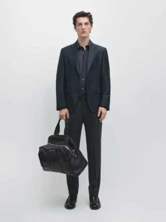 Pantalones de traje de lana fresca con microtextura