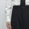 Pantalones de traje de lana fresca de pierna ancha Pantalones de traje de lana fresca de pierna ancha