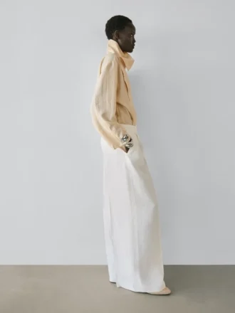 Pantalones de traje de lino fluido Pantalones de traje de lino fluido