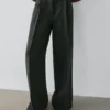 Pantalones de traje de lino fluido Pantalones de traje de lino fluido