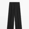 Pantalones de traje de lino fluido Pantalones de traje de lino fluido
