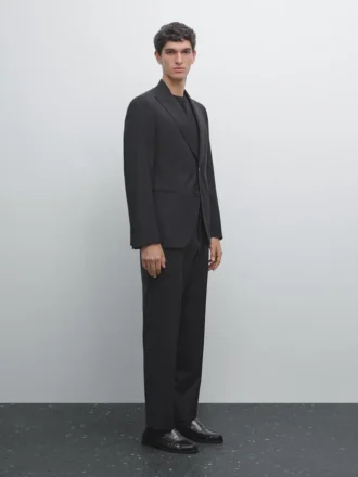 Pantalones de traje lisos de lana
