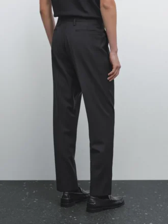 Pantalones de traje lisos de lana